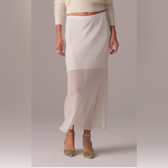 J Crew L NWT Ivory Bias Cut Pull-On Elastic Waist Long Popular Gwyneth Skirt - Picture 1 of 7